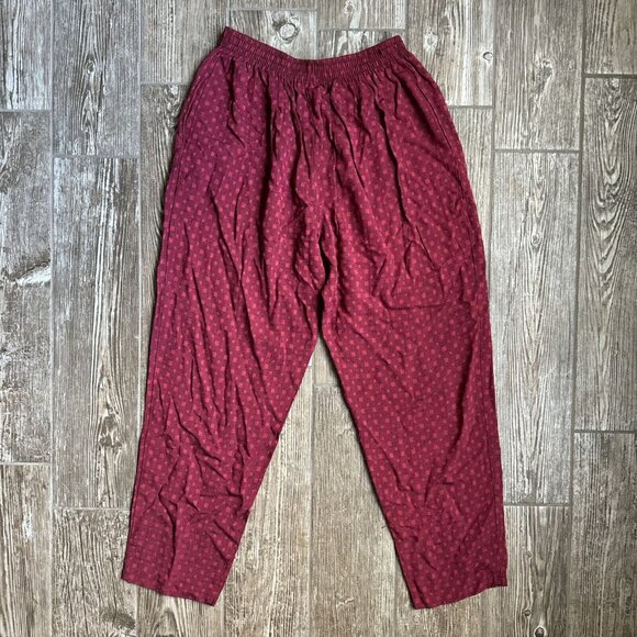 2/$18 SALE! Vintage Palazzo Wide Leg Pants Pink Geometric Boho Fairy Flowy M - Picture 8 of 11